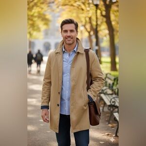 Emidio Tucci Men’s  100% Cotton Classic TRENCH
COAT, Size 56 (46/XL?)